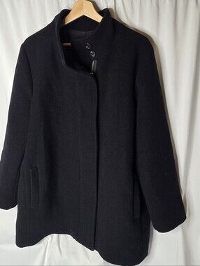 J. Crew 18 Women’s Black Wool-Blend Stand Collar Coat